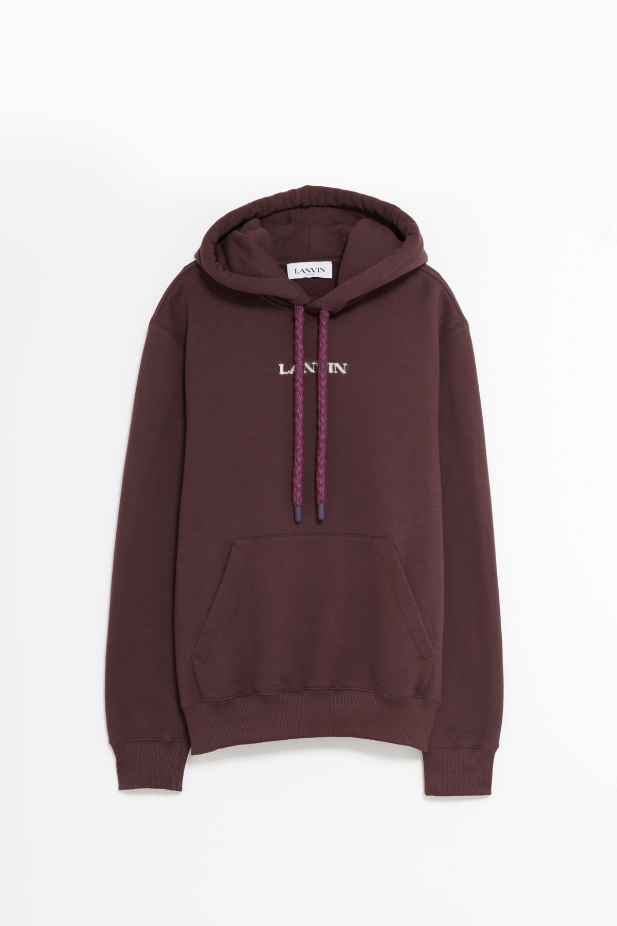 LANVIN BURGUNDY MOHAIR LANVIN LOGO HOODIE IAMNUE