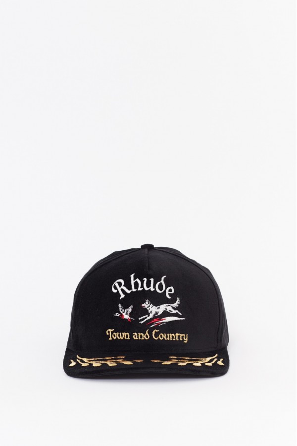 RHUDE BLACK WINE COUNTRY SOUVENIR HAT IAMNUE