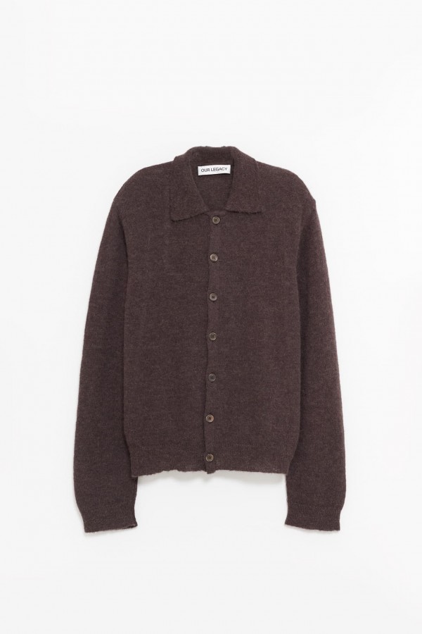 OUR LEGACY SMOKEY BROWN EVENING POLO CARDIGAN IAMNUE