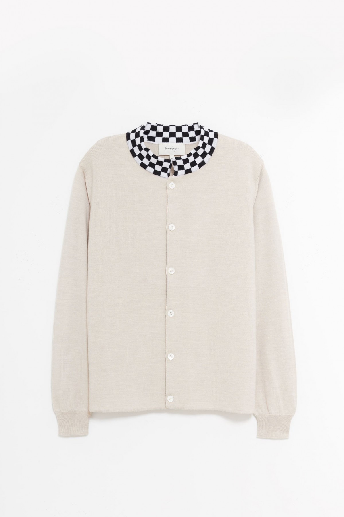 SECOND LAYER PINK WHITE CHECKERED CARDIGAN IAMNUE