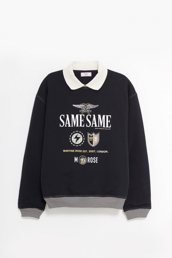 MARTINE ROSE BLACK POLO NECK CREW SWEATSHIRT IAMNUE