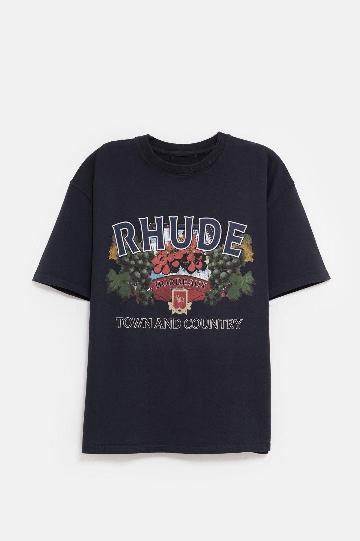 RHUDE BLACK VINTAGE TOWN AND COUNTRY T-SHIRT IAMNUE