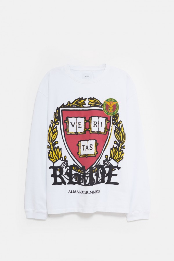 RHUDE WHITE VERITAS RHUDE LS T-SHIRT IAMNUE