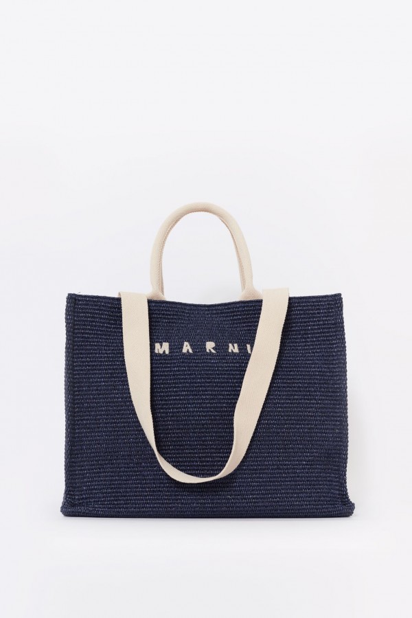 MARNI ULTRAMARINE BLUE RAW SIENNA BASKET BAG IAMNUE