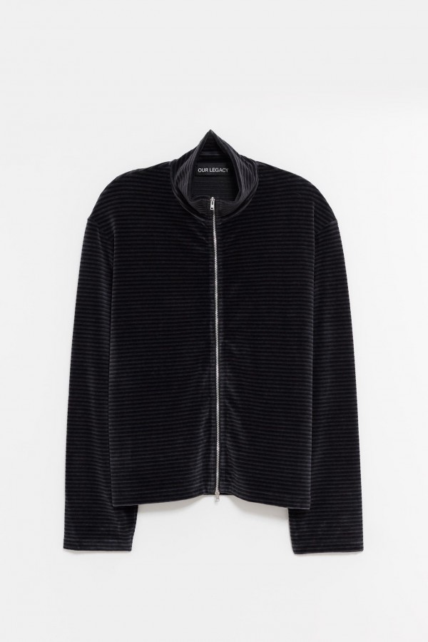 OUR LEGACY PHANTOM STRIPE SHRUNKEN FULLZIP POLO JACKET