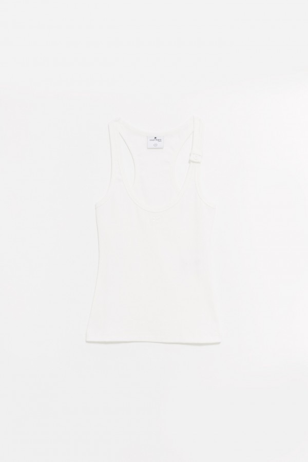 COURREGES WHITE BUCKLE 90'S RIB TANK TOP IAMNUE