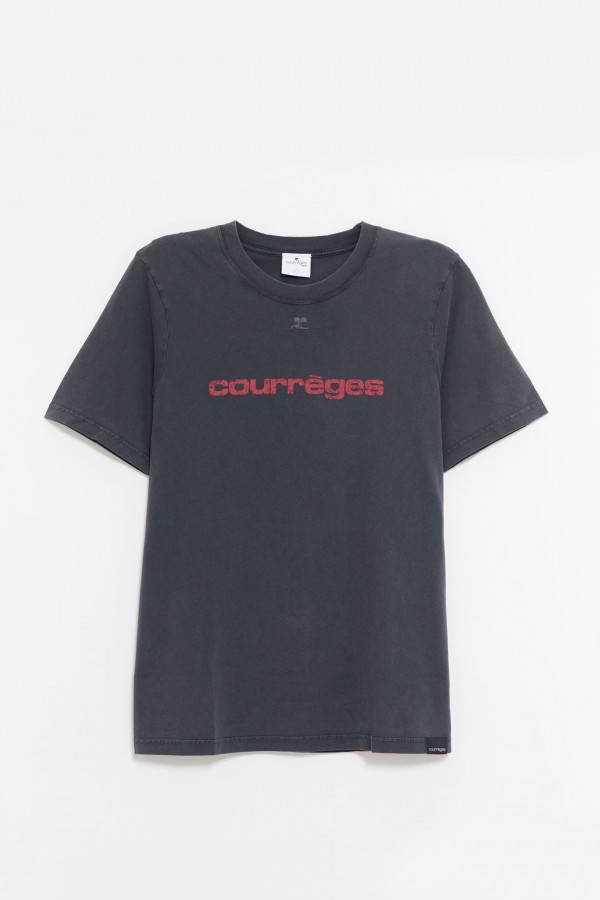 COURREGES STONEWASH GREY AC PRINTED STONE T-SHIRT IAMNUE