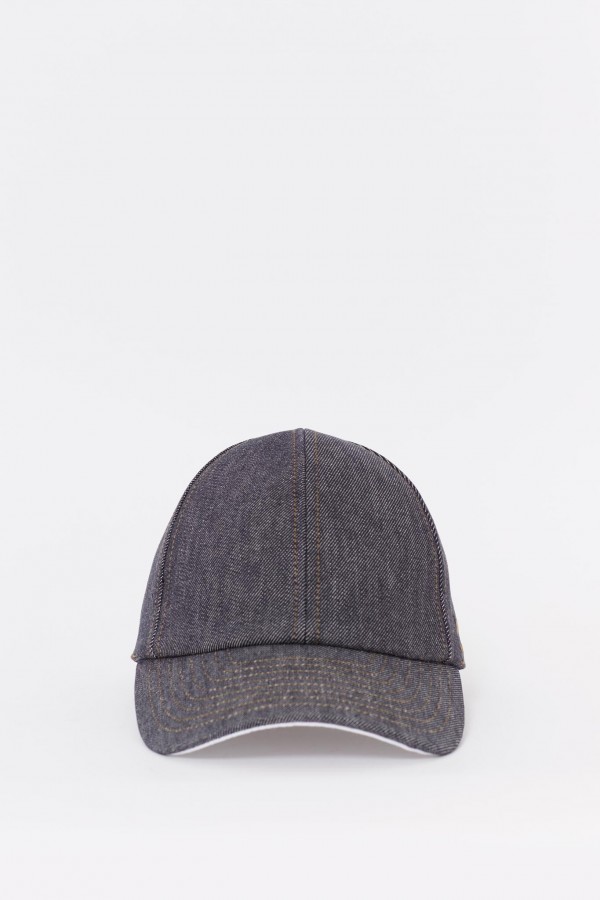 COURREGES DARK HEATHER GREY SIGNATURE DENIM CAP IAMNUE