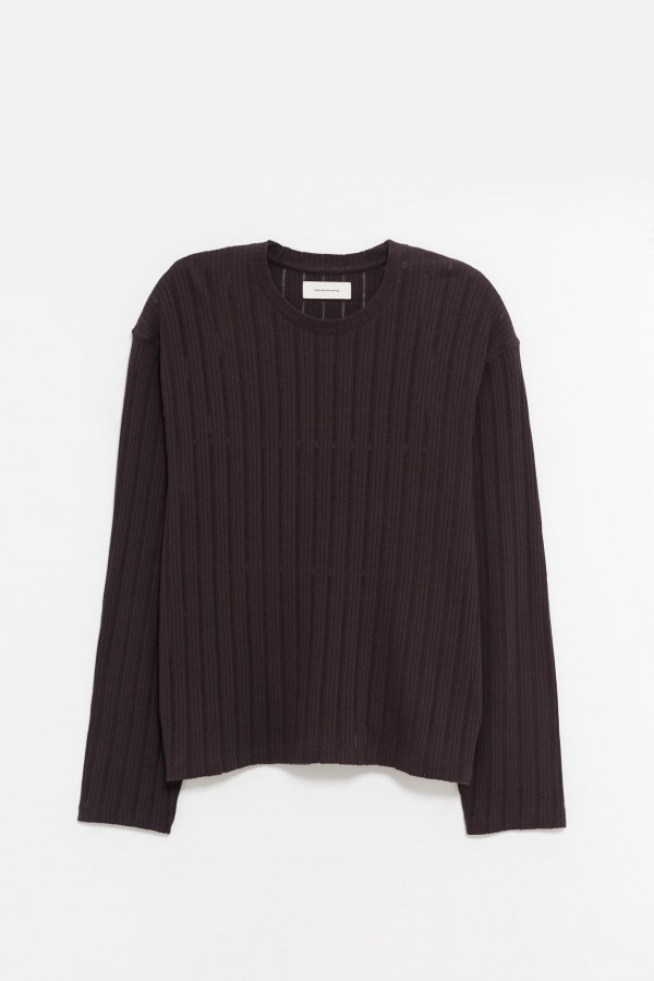 MFPEN BROWN RIB LS ROUND NECK T SHIRT