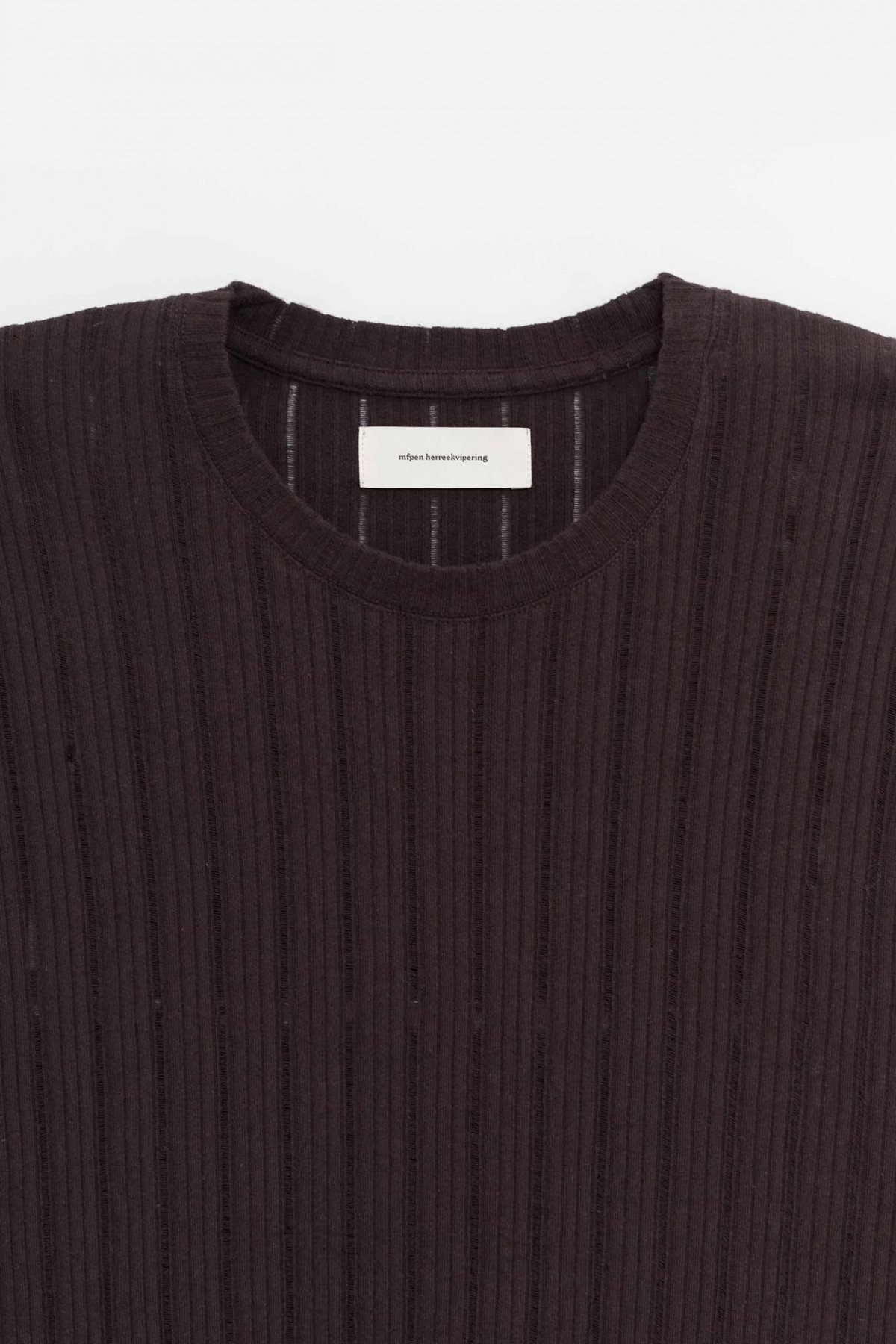 MFPEN BROWN RIB LS ROUND NECK T-SHIRT IAMNUE