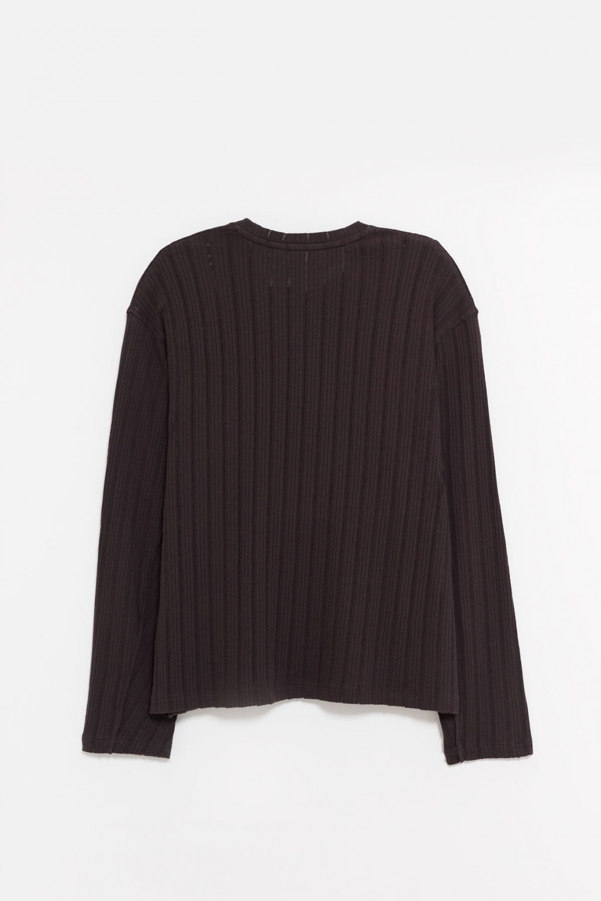 MFPEN BROWN RIB LS ROUND NECK T-SHIRT IAMNUE