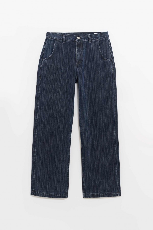 MFPEN BLUE STRIPE STRAIGHT CUT JEANS IAMNUE