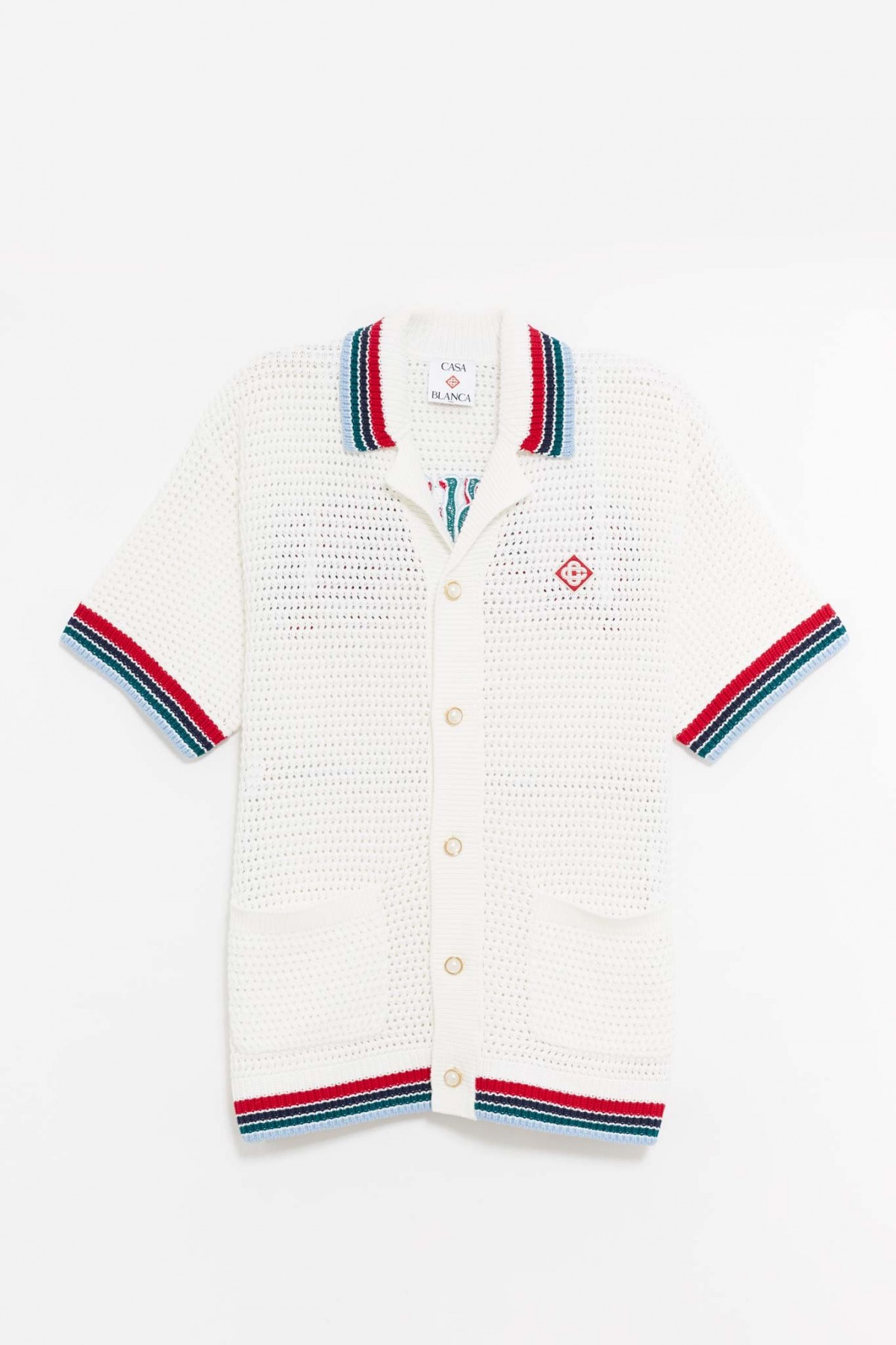 CASABLANCA WHITE SPORTY FAUX CROCHET SHIRT IAMNUE