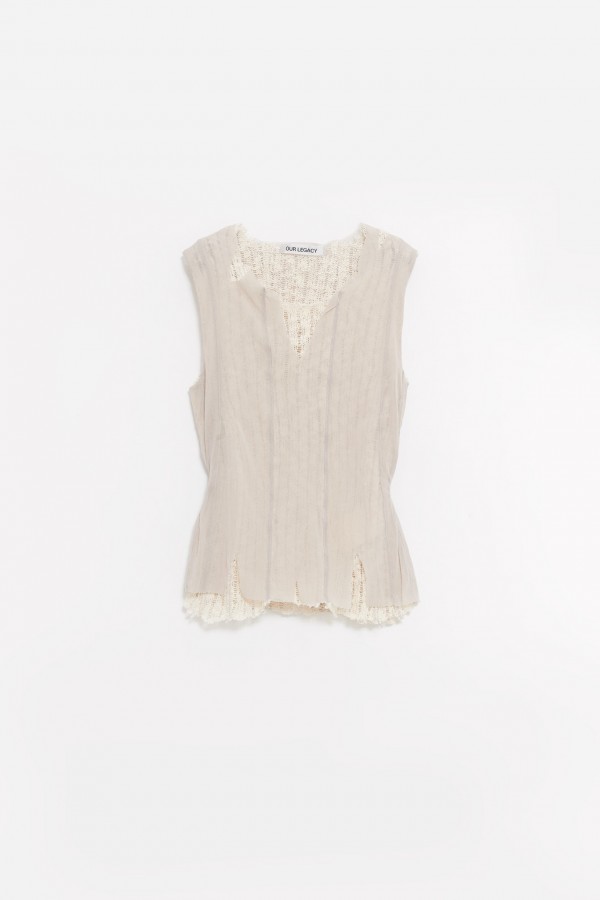 OUR LEGACY TAUPE RAGGED VEST IAMNUE