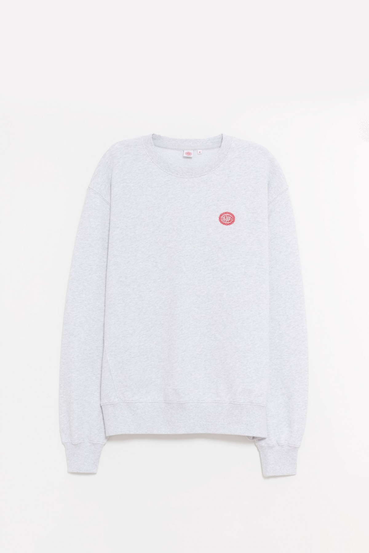 LOUVOIS MELANGE SMALL CHAIN CREST EMBROIDERY CREWNECK IAMNUE