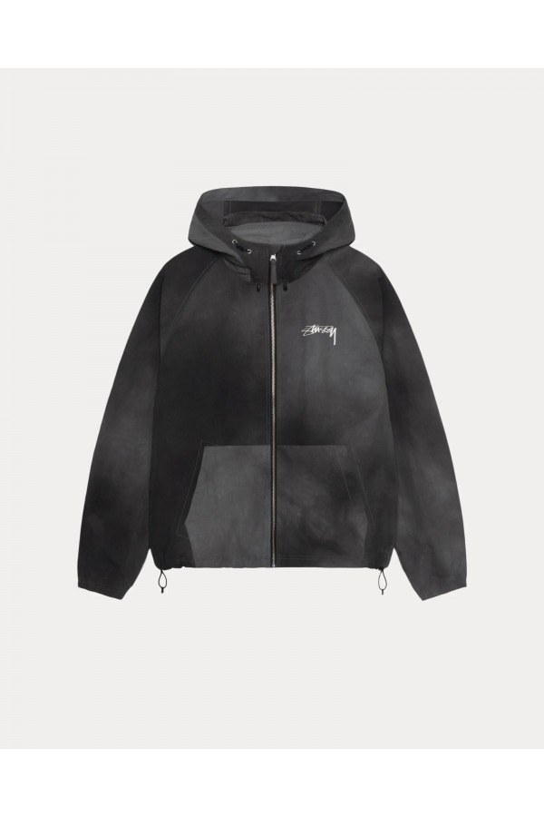 STUSSY BLACK BEACH SHELL WAVE DYE JACKET IAMNUE