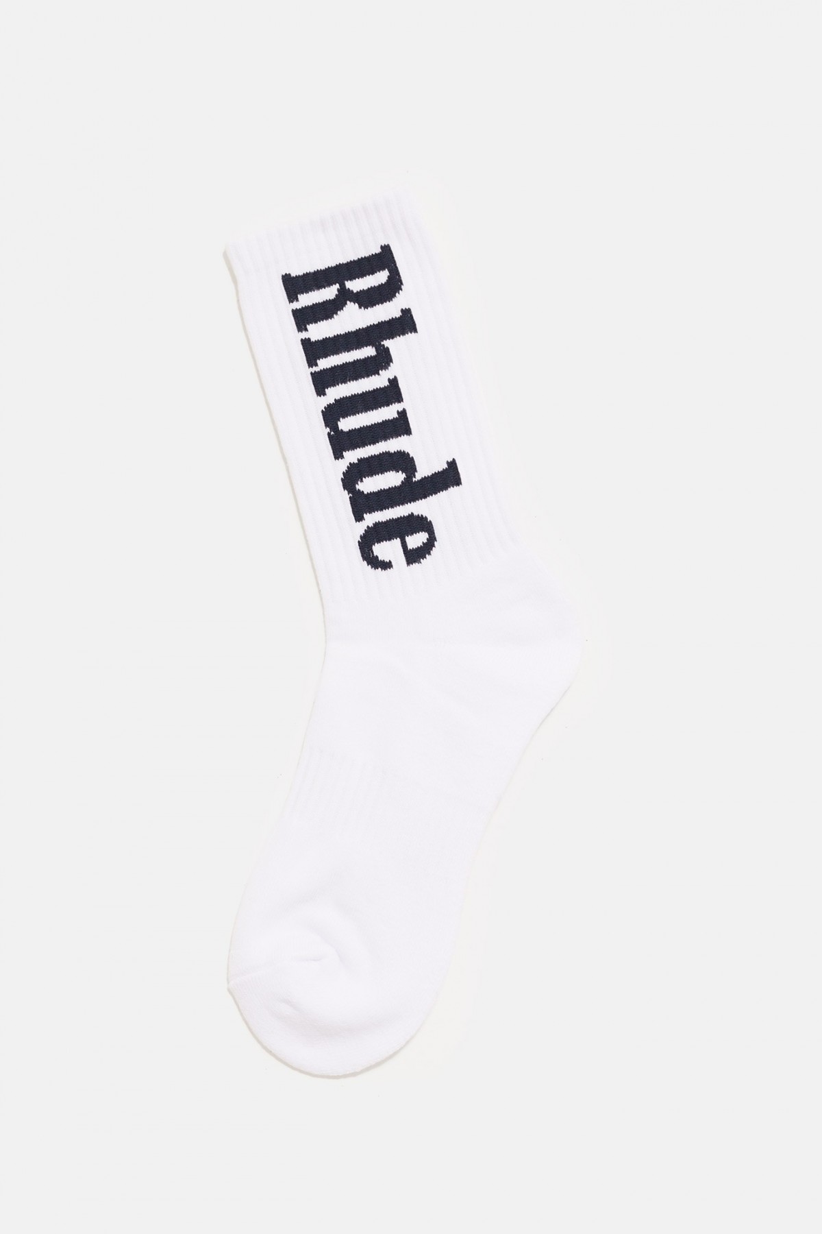 RHUDE WHITE NAVY VERTICAL LOGO SOCKS IAMNUE