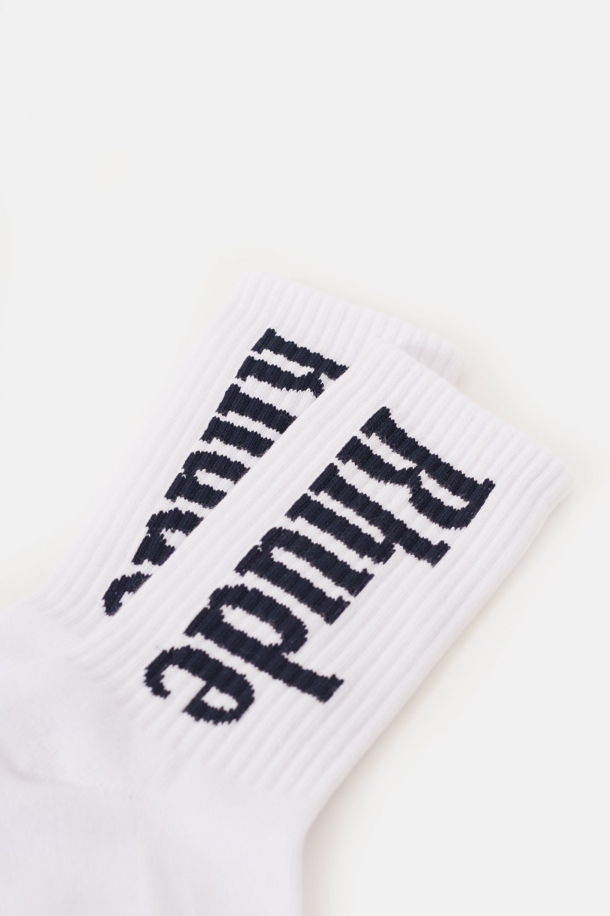 RHUDE WHITE NAVY VERTICAL LOGO SOCKS IAMNUE