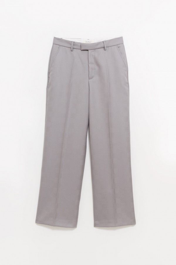 SECOND LAYER GREY IDDEN CHECK BAGGY PRIMO TROUSER IAMNUE