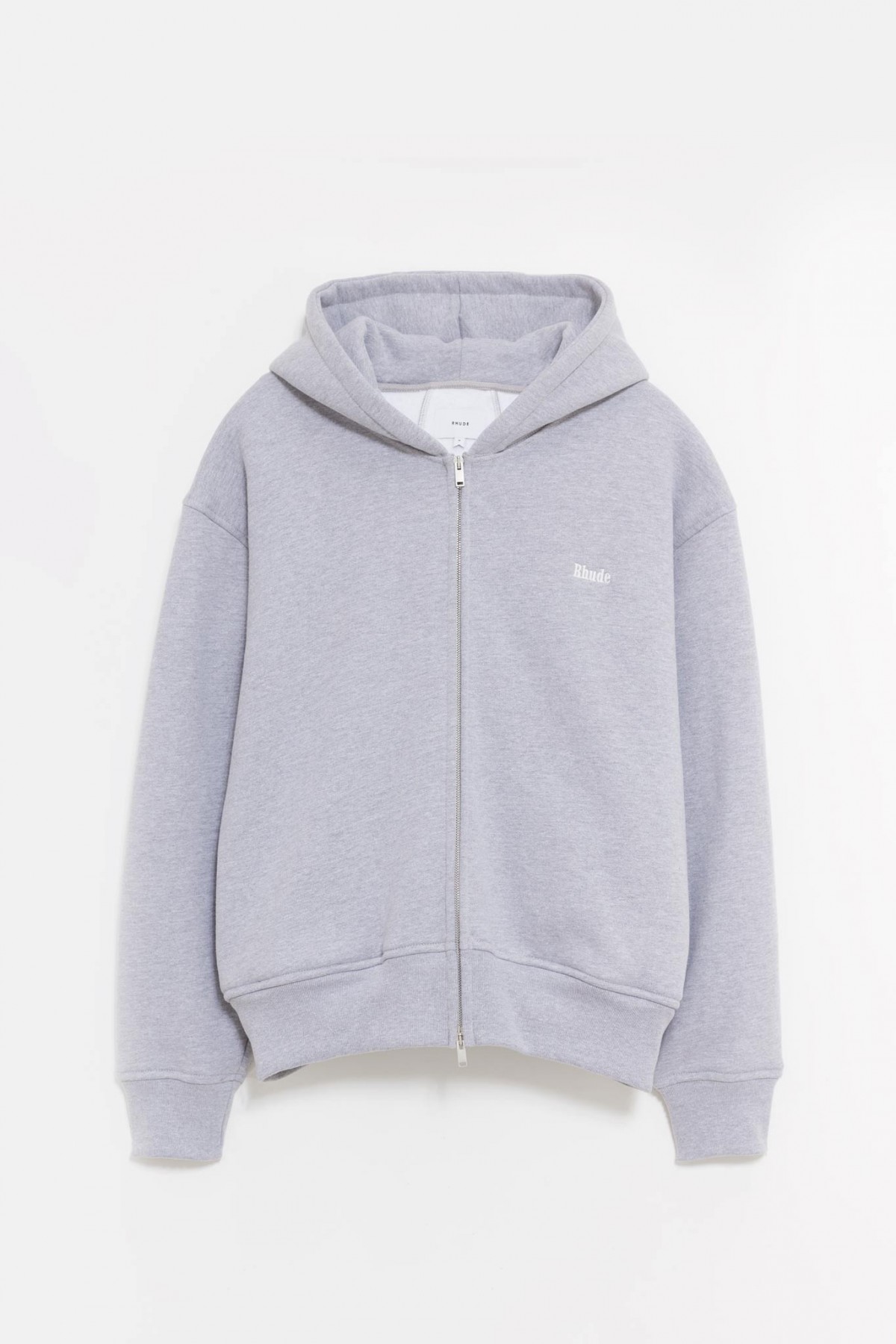 RHUDE HEATHER GRAY CLASSIQUE ZIP HOODIE IAMNUE