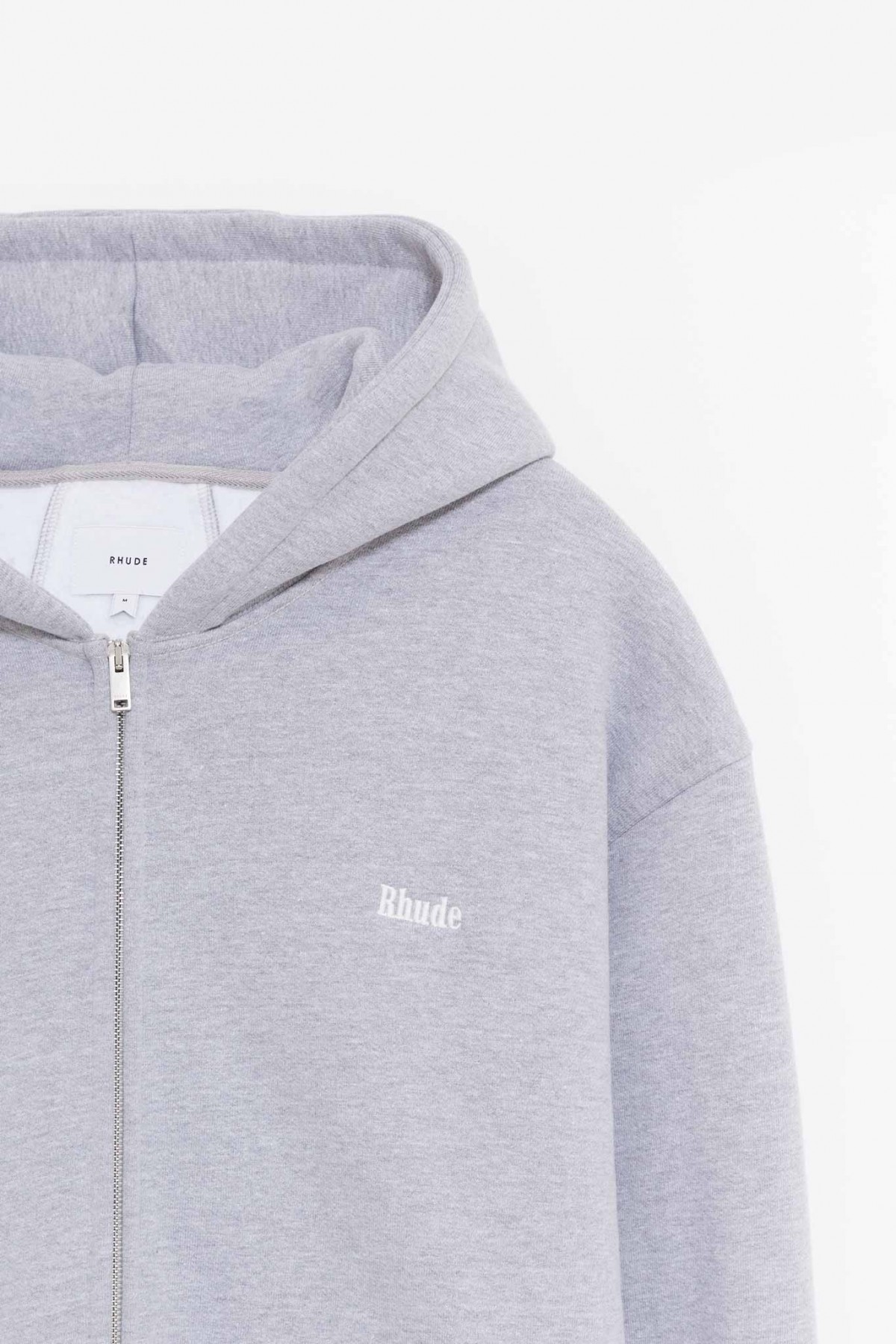 RHUDE HEATHER GRAY CLASSIQUE ZIP HOODIE IAMNUE
