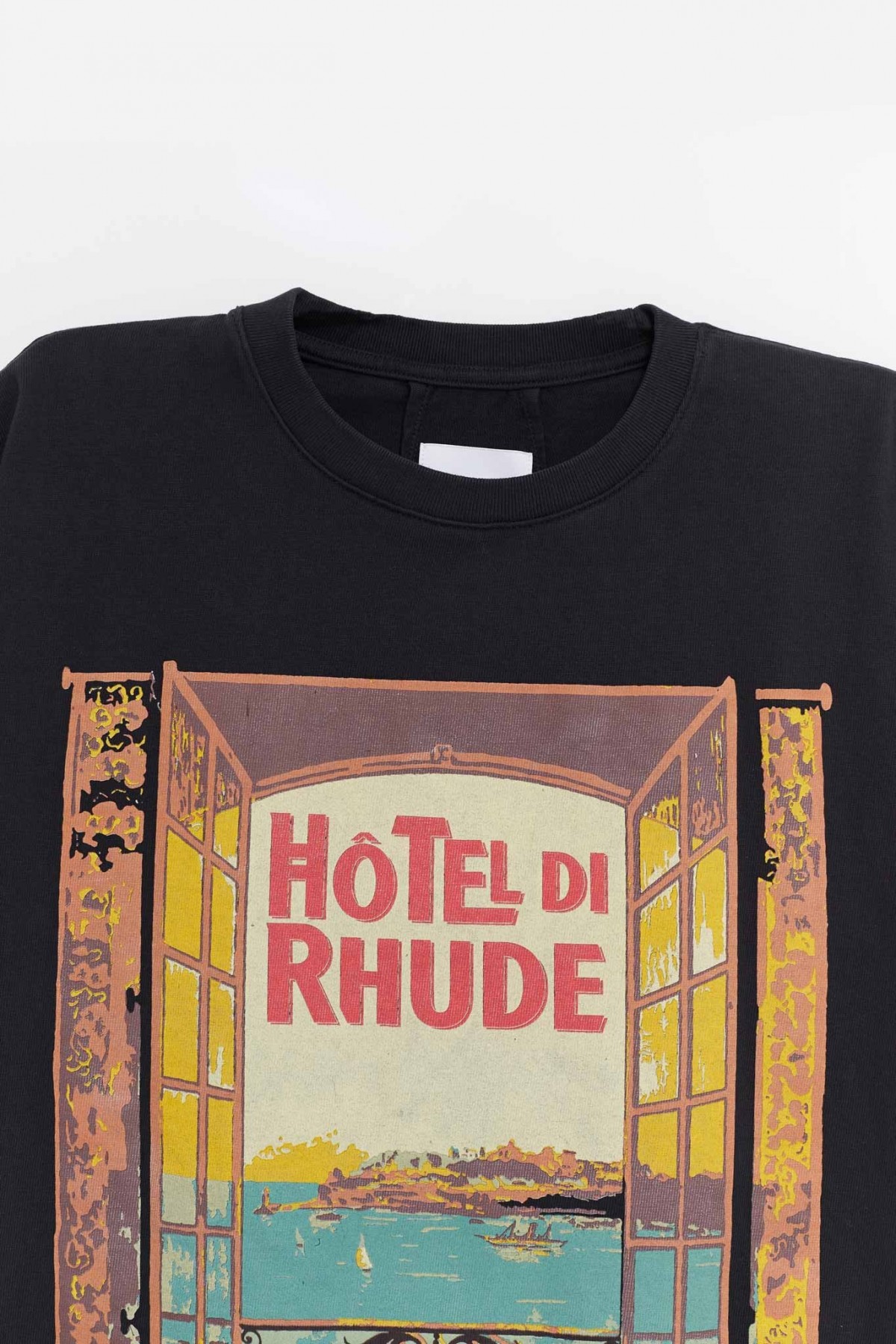 RHUDE VINTAGE BLACK HOTEL DI MONACO T-SHIRT IAMNUE