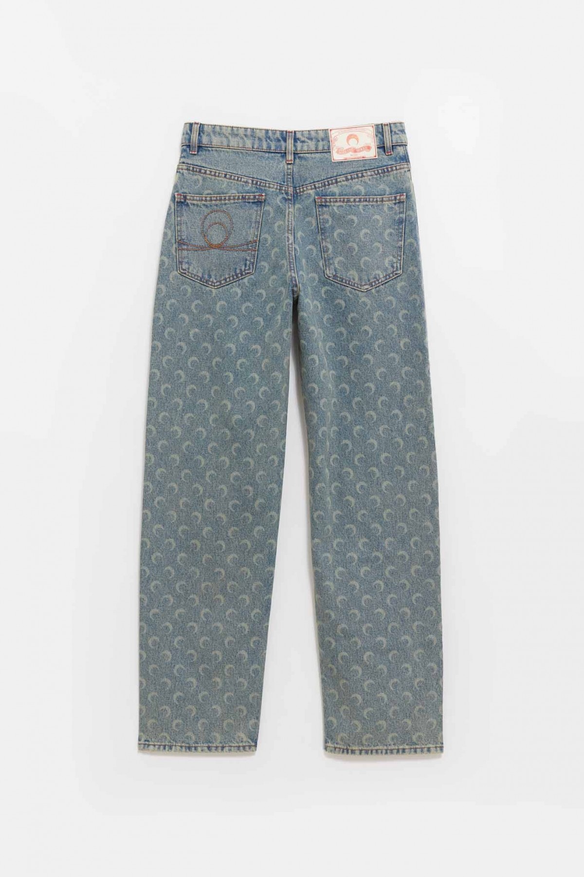 MARINE SERRE LIGHT BEIGE MOON LASER DENIM LOOSE JEANS IAMNUE