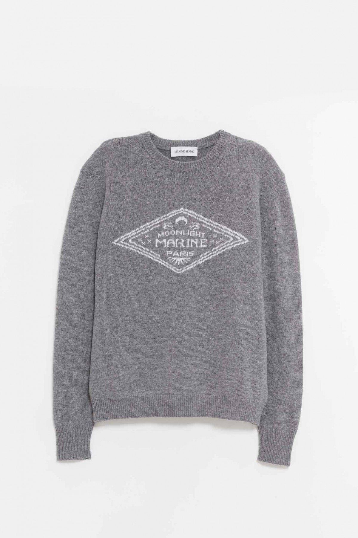MARINE SERRE DARK GREY CLEAN WOOL KNIT CREWNECK IAMNUE