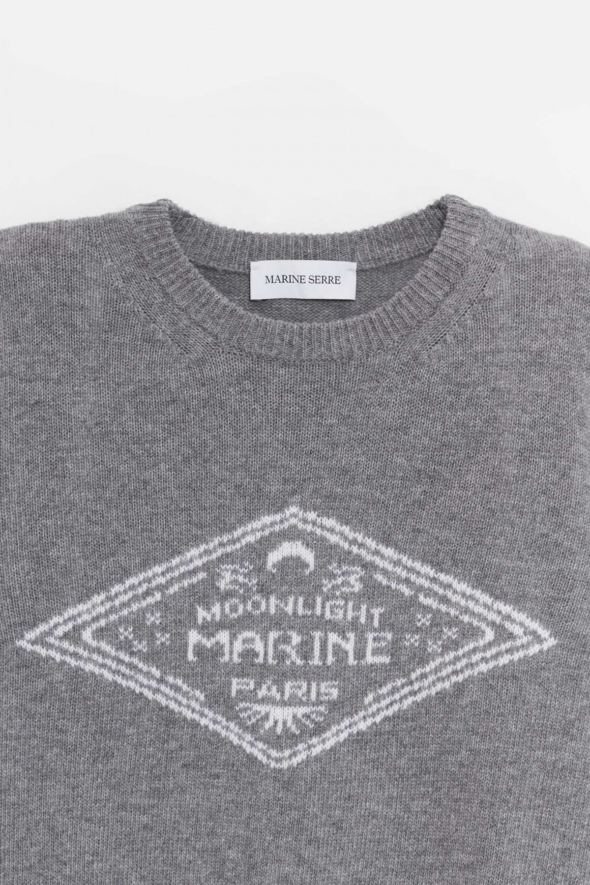 MARINE SERRE DARK GREY CLEAN WOOL KNIT CREWNECK IAMNUE