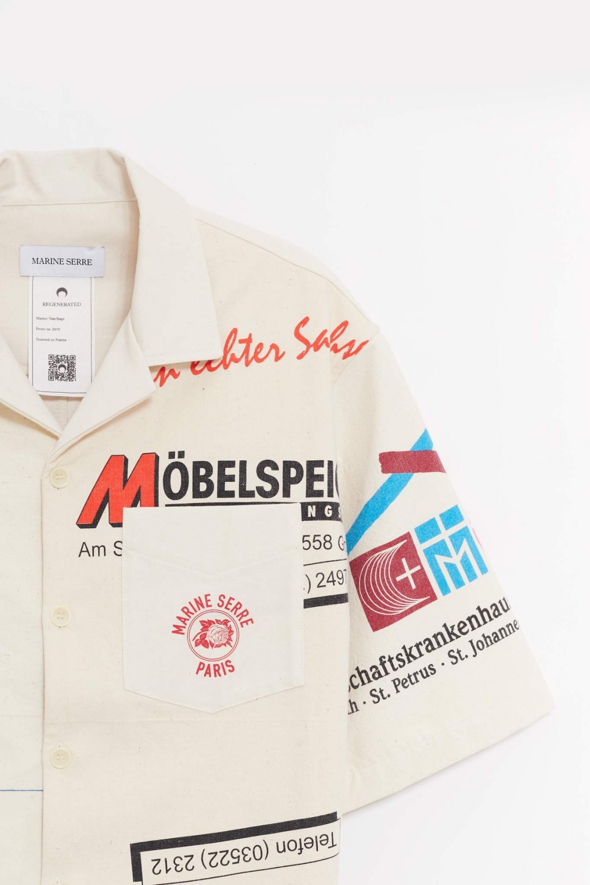 MARINE SERRE ECRU REGENERATED TOTE BAGS BOWLING SHIRT IAMNUE