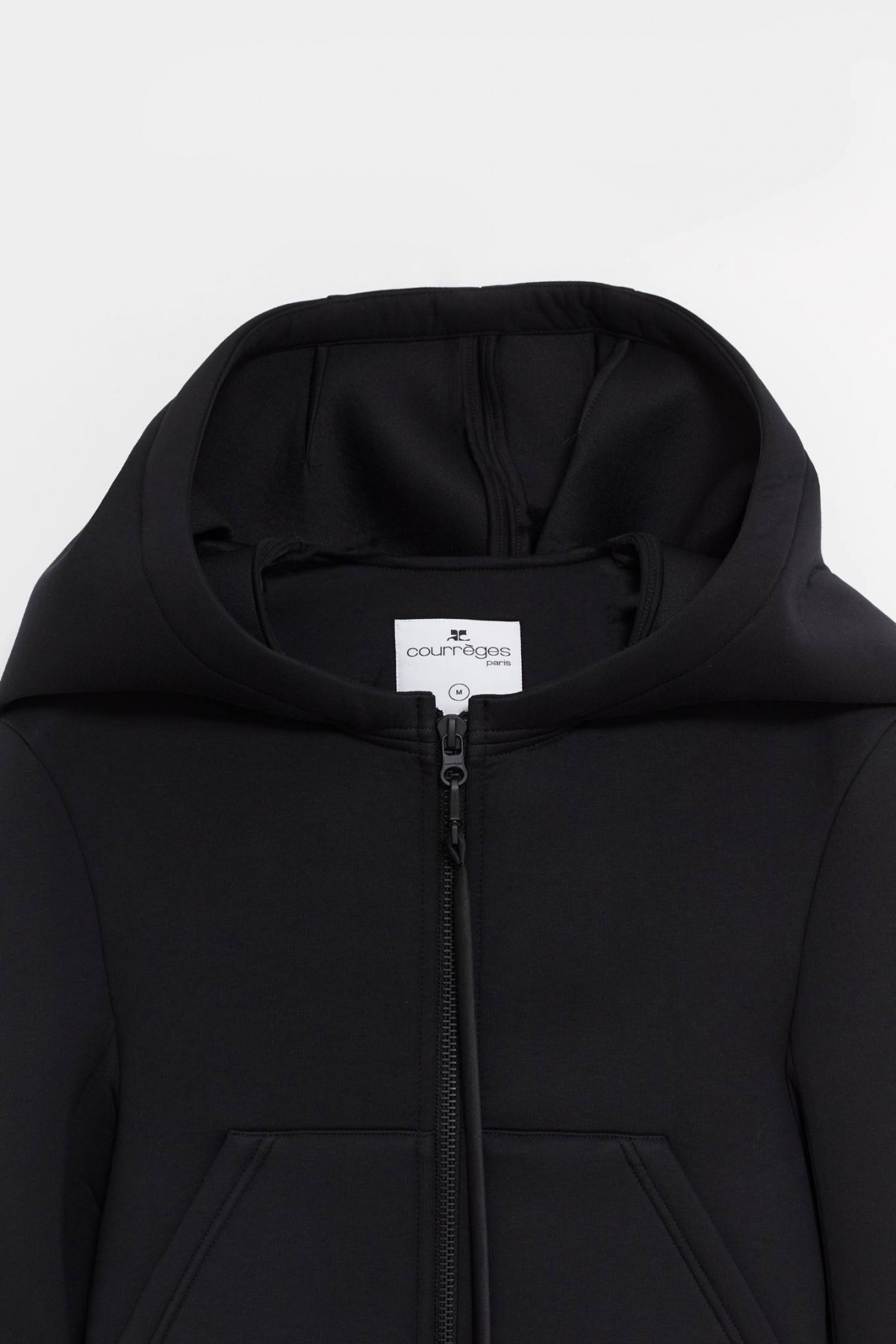 COURREGES BLACK COCOON BONDED JACKET IAMNUE