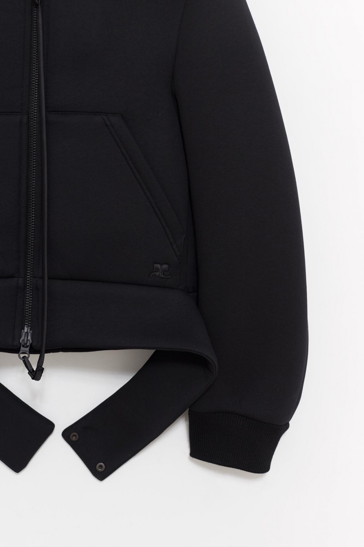 COURREGES BLACK COCOON BONDED JACKET IAMNUE