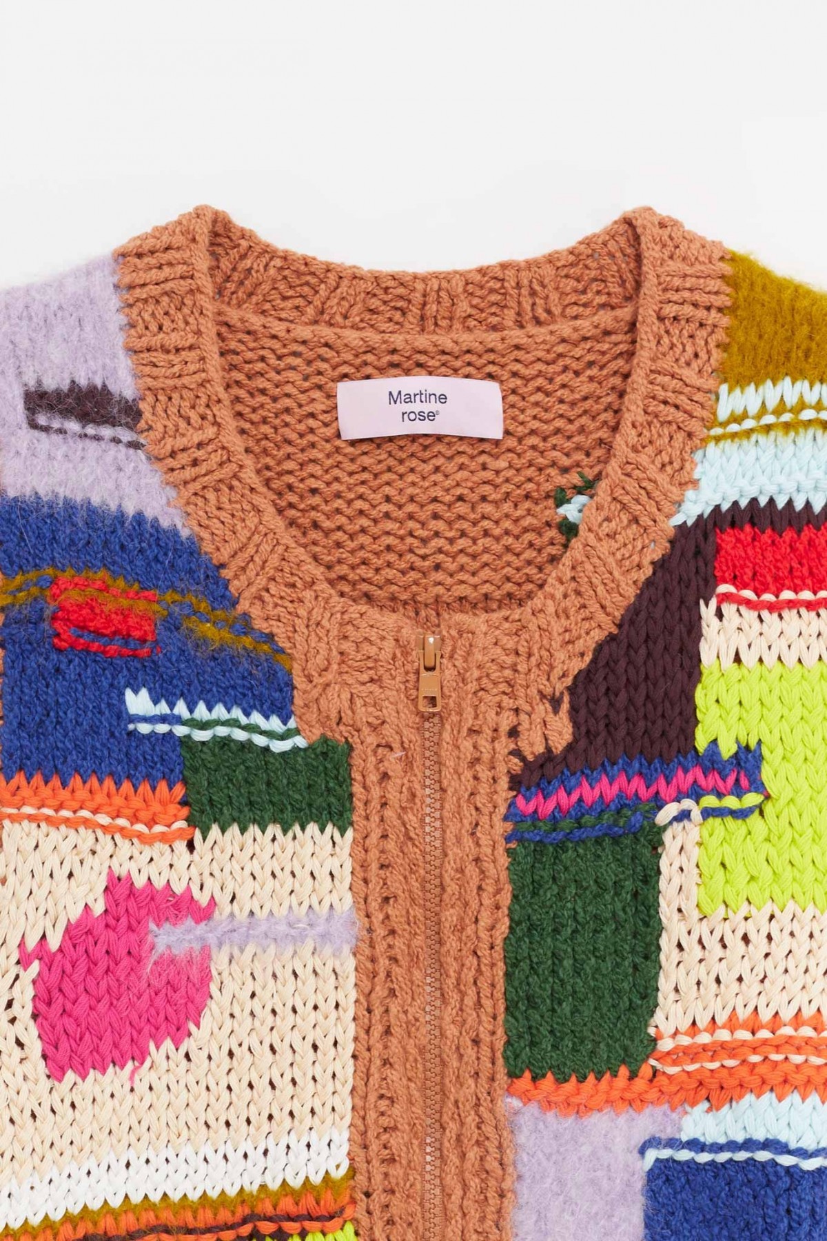 MARTINE ROSE MULTI HANDKNIT ZIP VEST IAMNUE