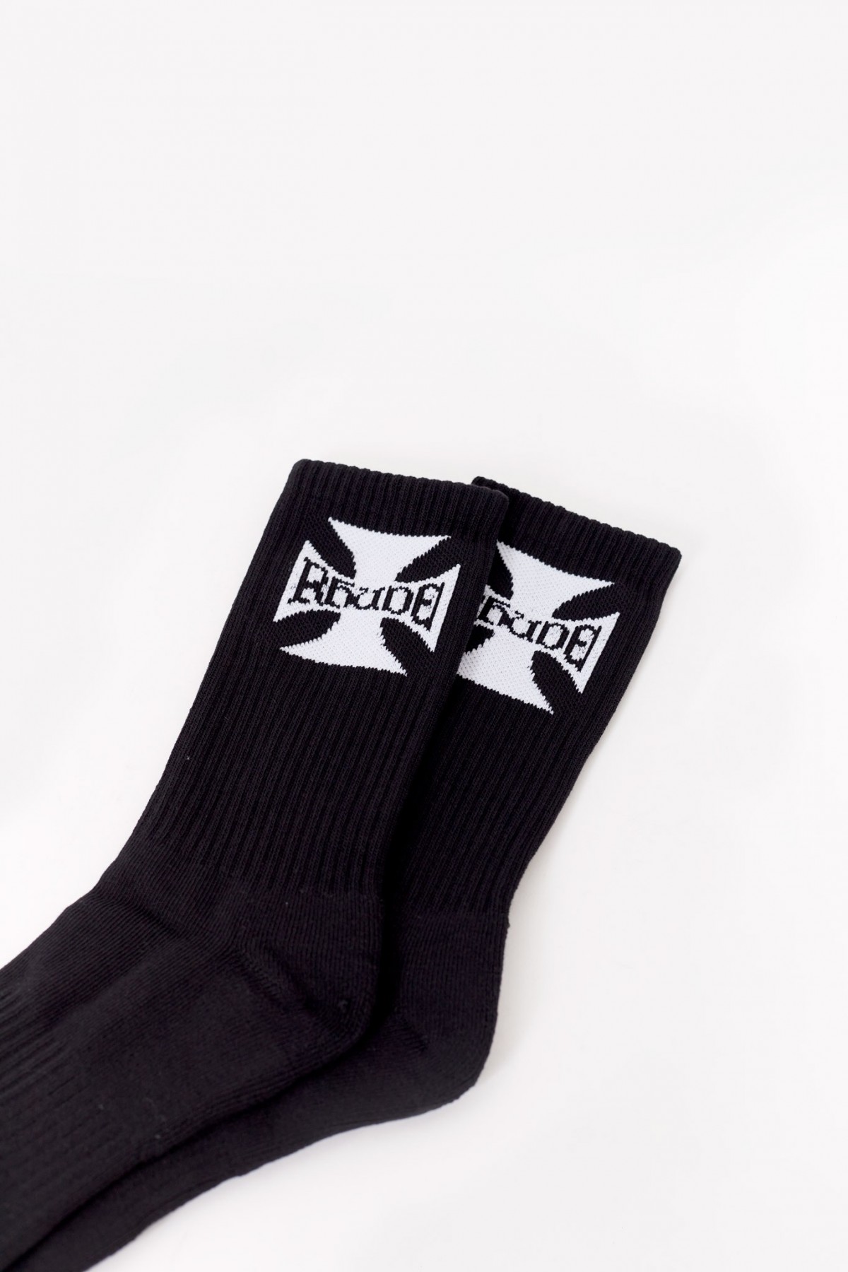 RHUDE BLACK RHUDE BOYS LOGO SOCKS IAMNUE