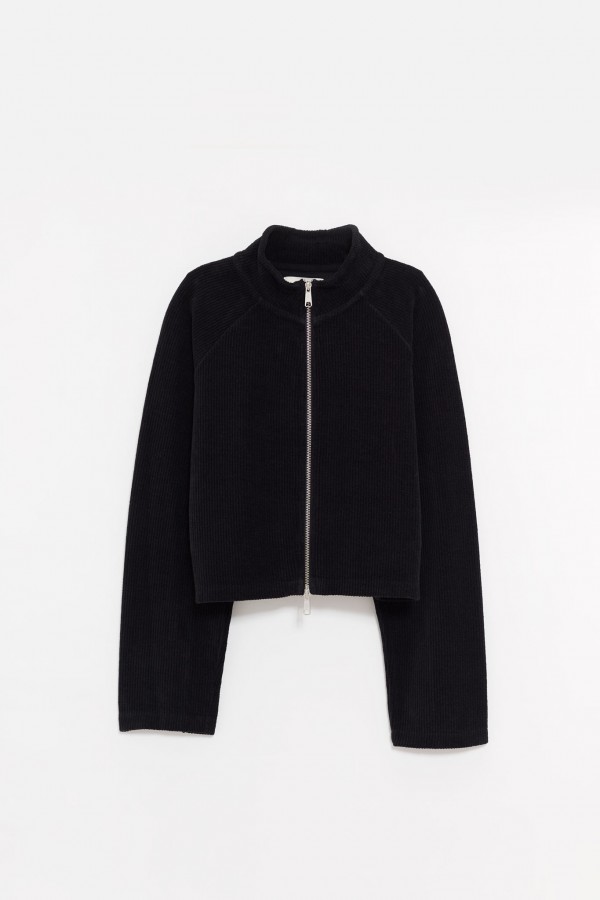 MFPEN BLACK JERSEY CROPPED LEISURE ZIP UP JACKET IAMNUE