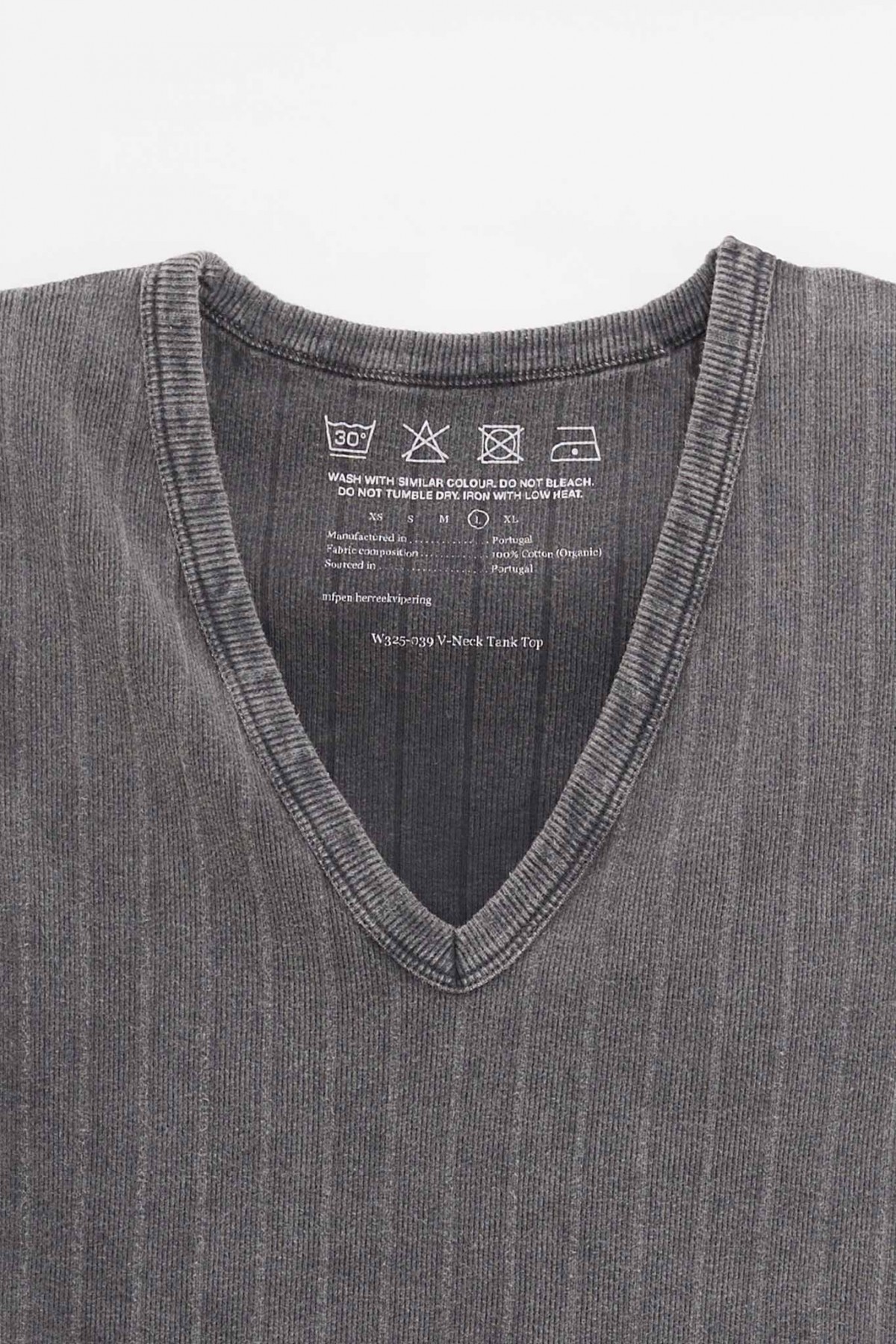 MFPEN WASHED GRAPHITE RIB V-NECK TANK TOP IAMNUE
