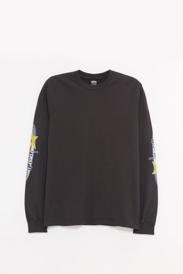 STUSSY FADED BLACK TWO STAR PIG DYED LS T-SHIRT IAMNUE