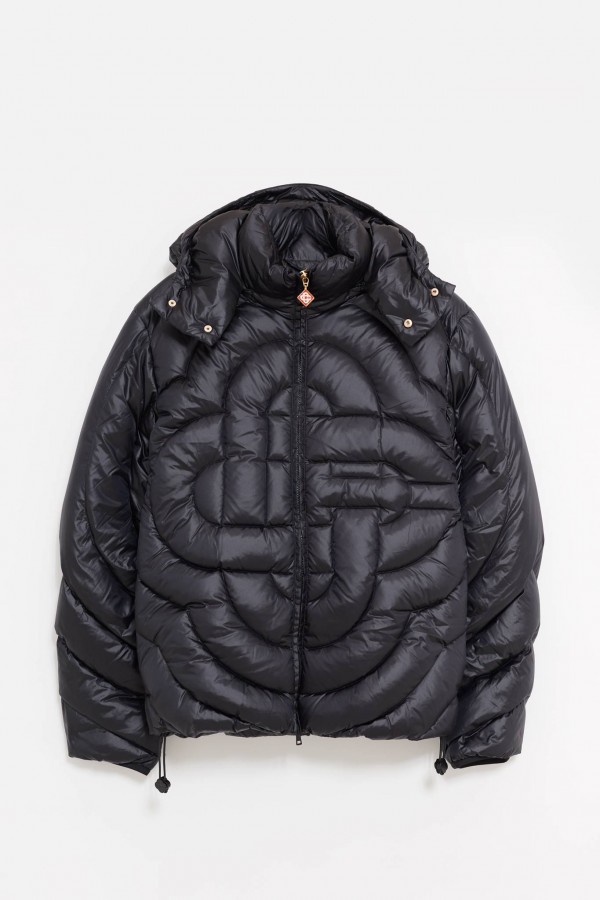 CASABLANCA BLACK MONOGRAM QUILTED PUFFER JACKET IAMNUE