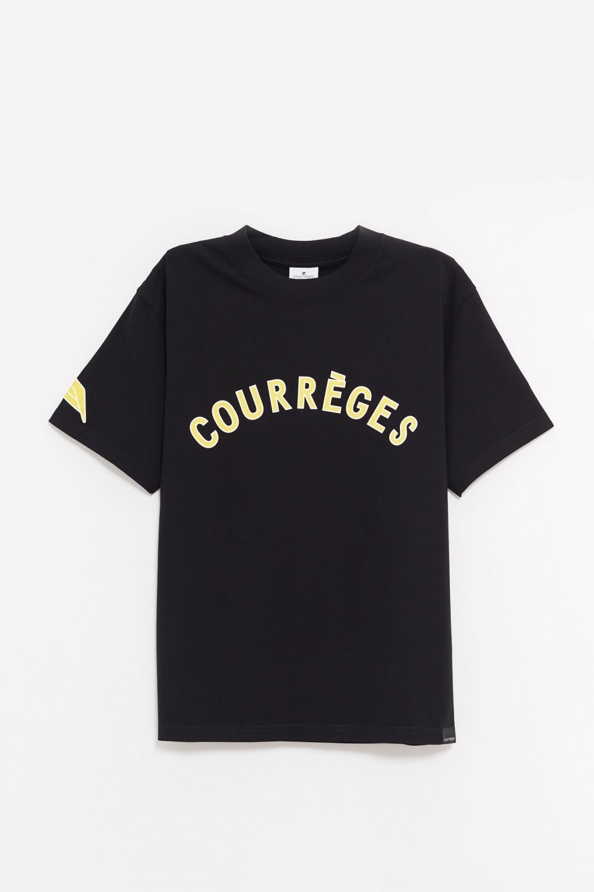 COURREGES BLACK OVERSIZED PRINTED T-SHIRT IAMNUE