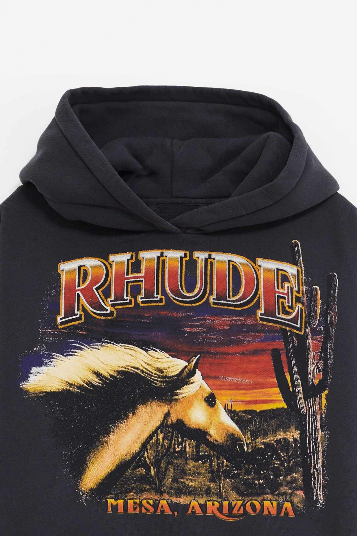 RHUDE VINTAGE BLACK MESA STALLION HOODIE IAMNUE