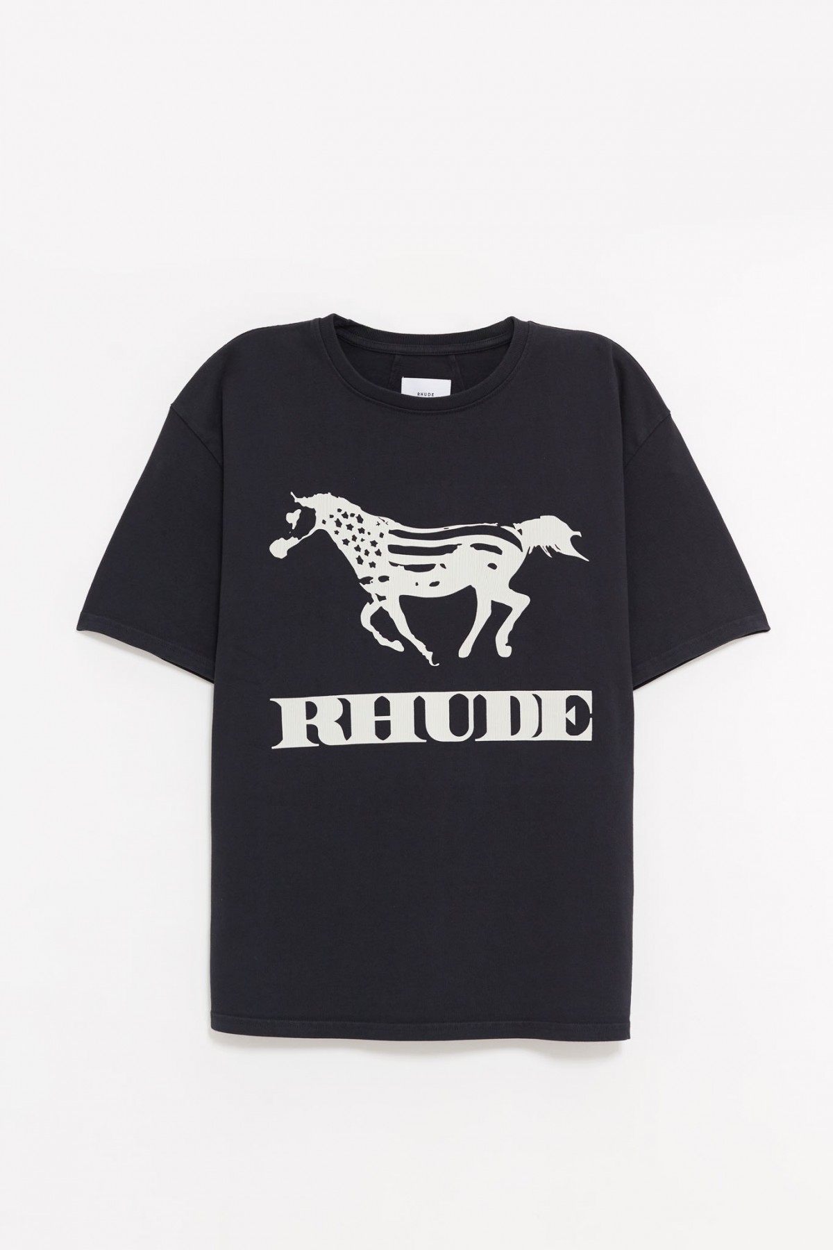 RHUDE VINTAGE BLACK DINERO T-SHIRT IAMNUE