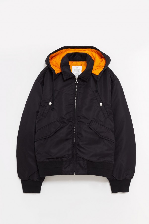 STUSSY BLACK FLIGHT BOMBER JACKET IAMNUE