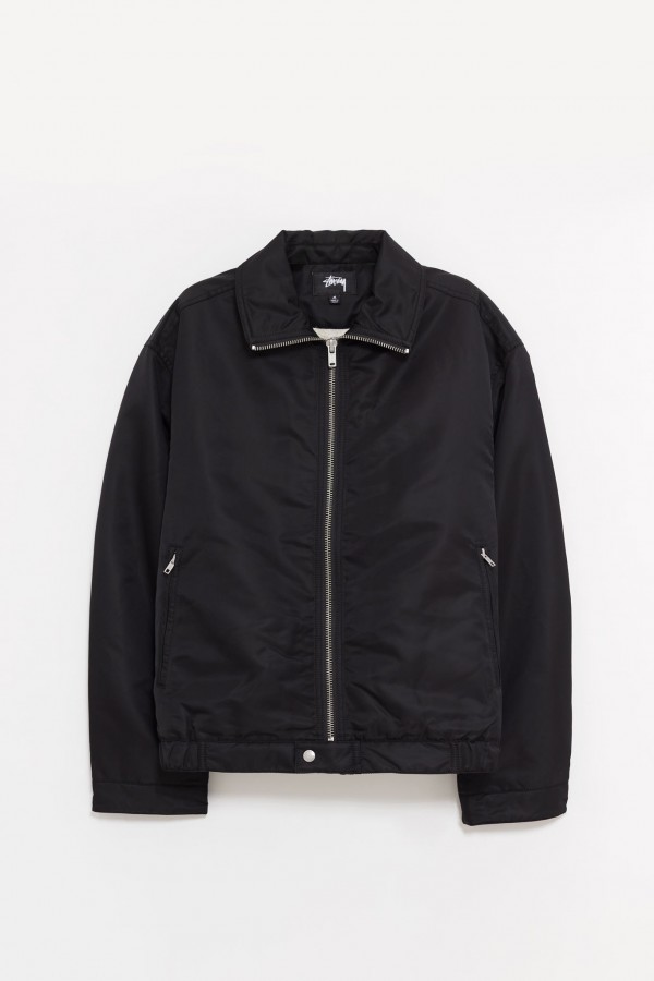 STUSSY BLACK PILE LINED ZIP JACKET IAMNUE