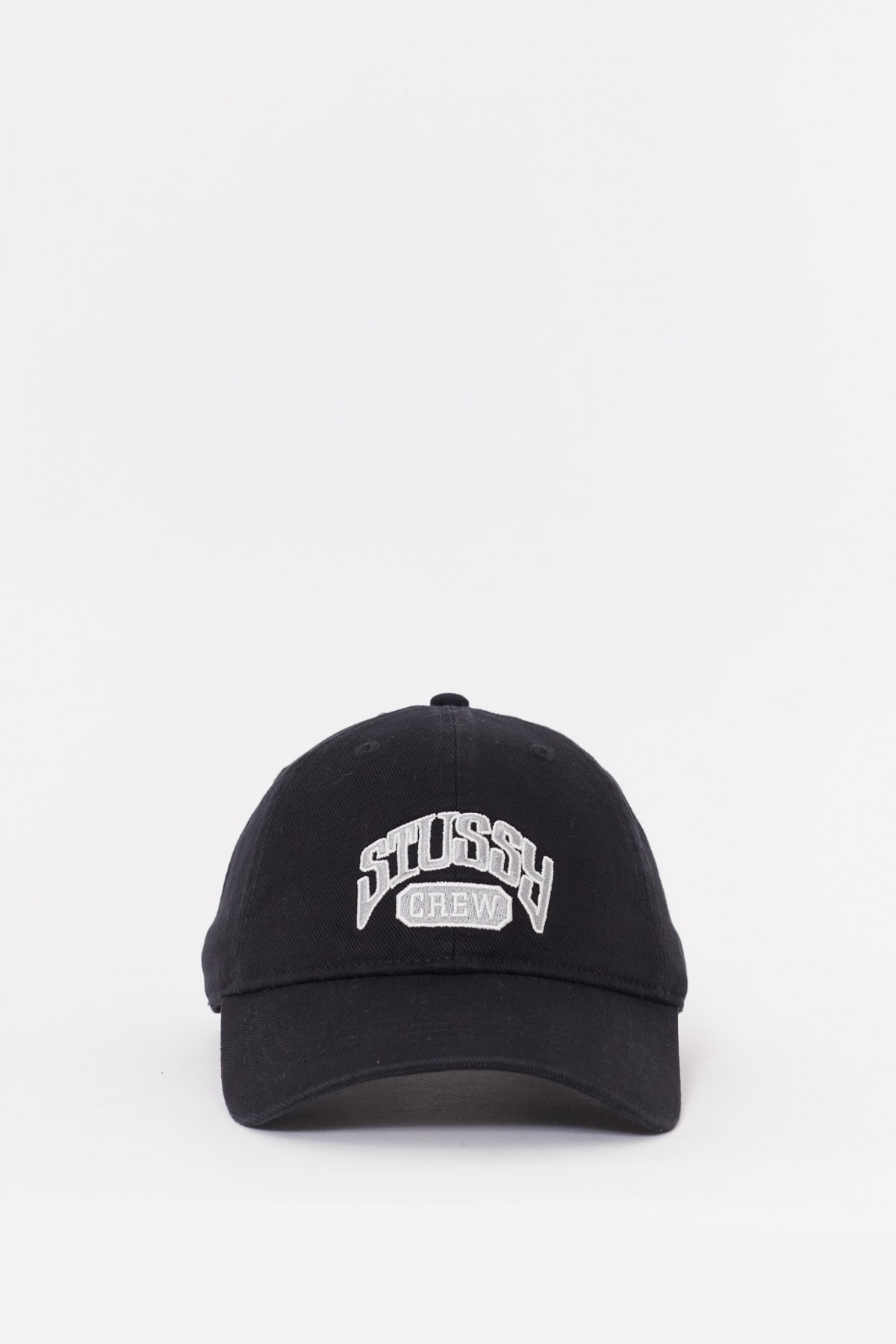 STUSSY BLACK LP CREW STRAPBACK CAP IAMNUE