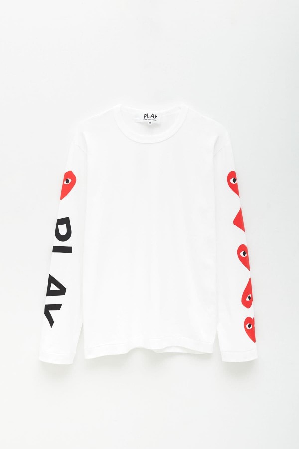 COMME DES GARCONS PLAY WHITE LOGO P1T262 LS T-SHIRT IAMNUE
