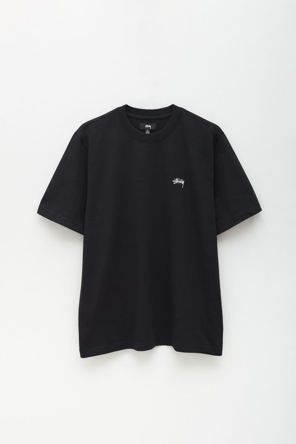 STUSSY BLACK STOCK LOGO T-SHIRT IAMNUE