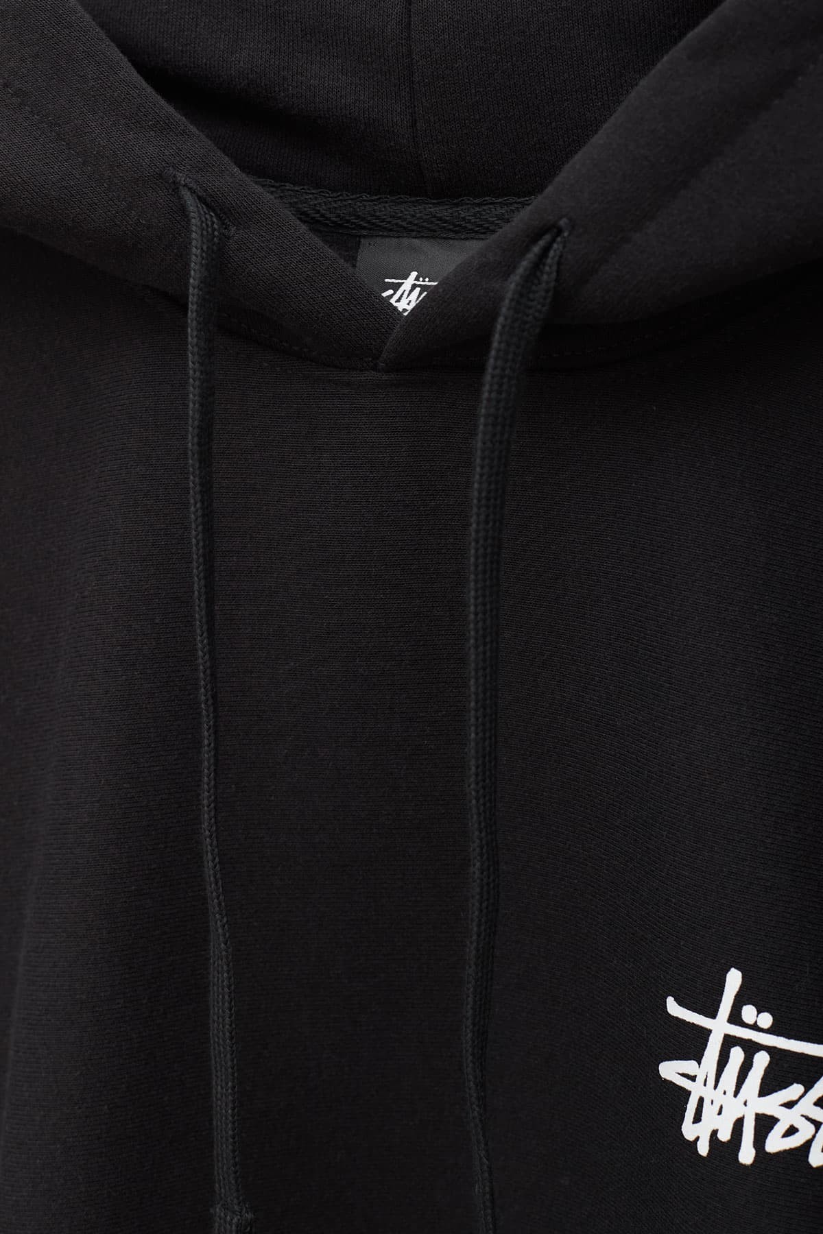 STUSSY BLACK BASIC LOGO HOODIE IAMNUE