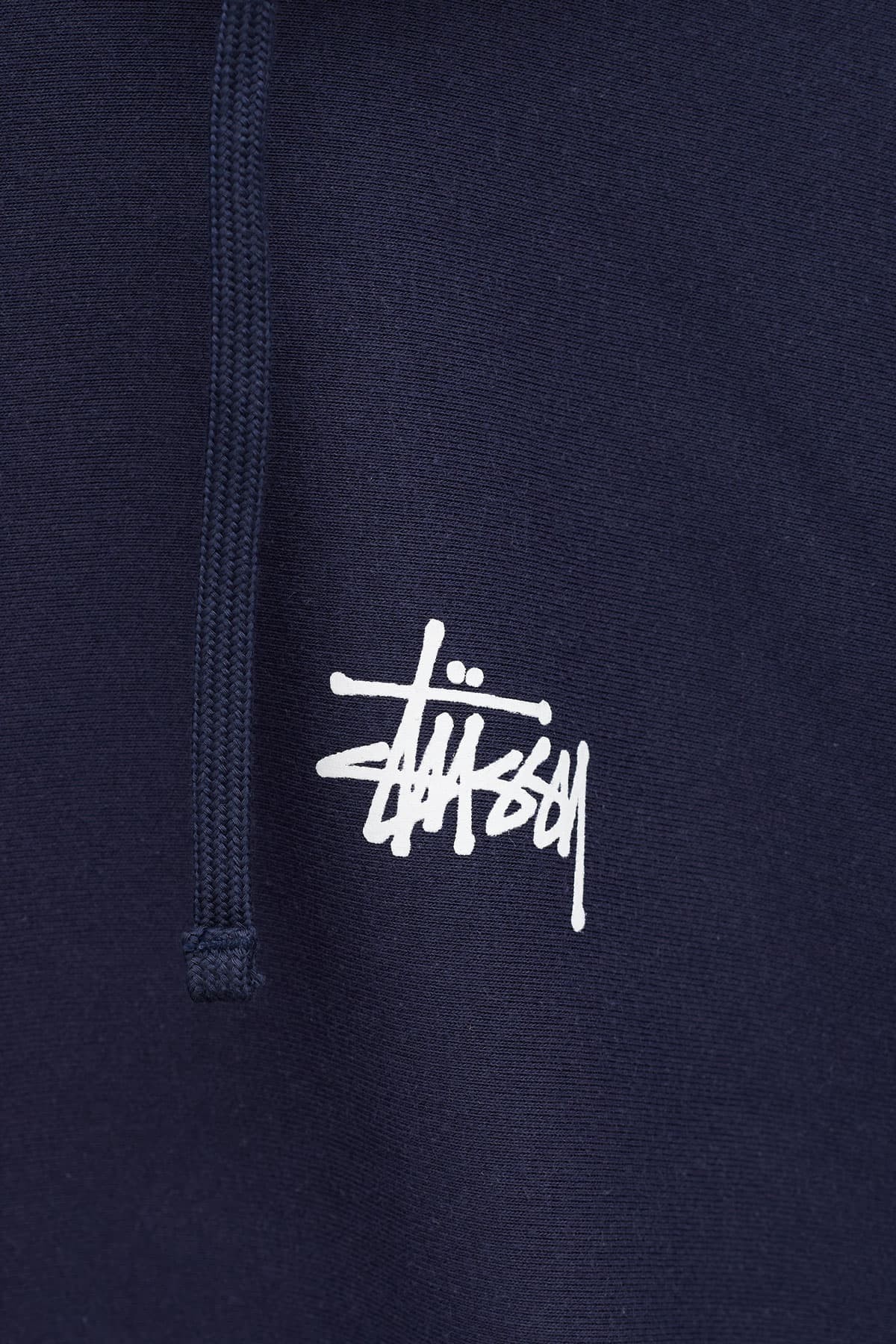 STUSSY NAVY BASIC LOGO HOODIE IAMNUE