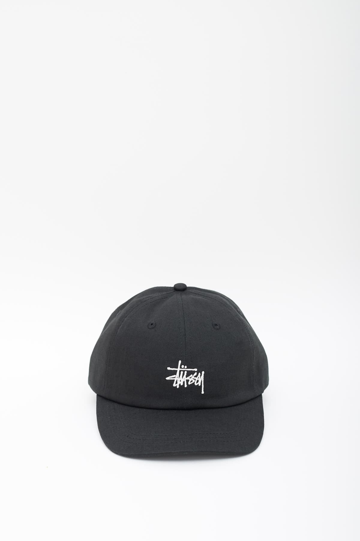 STUSSY BLACK STOCK LOGO CAP IAMNUE