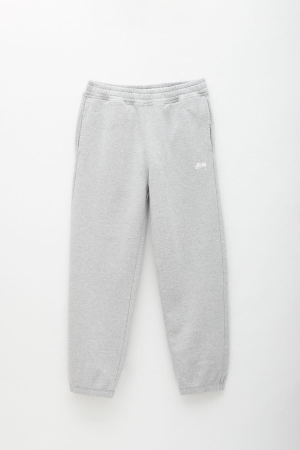 STUSSY HEATHER GREY STOCK LOGO SWEATPANTS IAMNUE